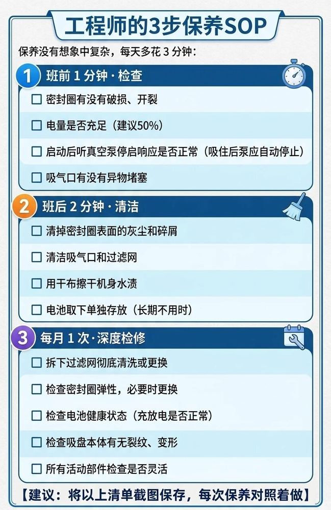 工程师的3步保养清单：班前检查、班后清洁、每月深度检修